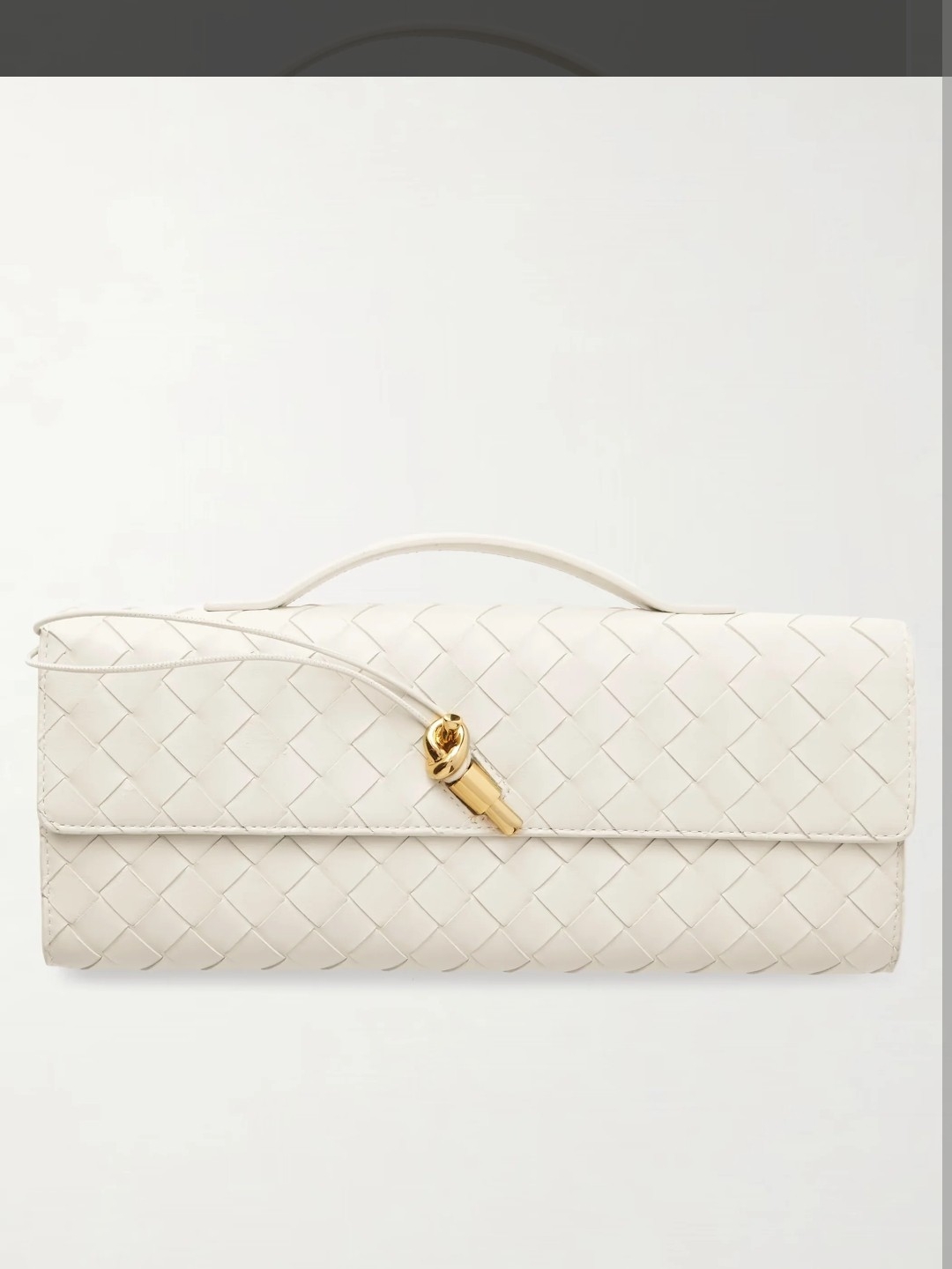 Few Moda Theia Woven Leather Top-Handle Clutch In Ivory